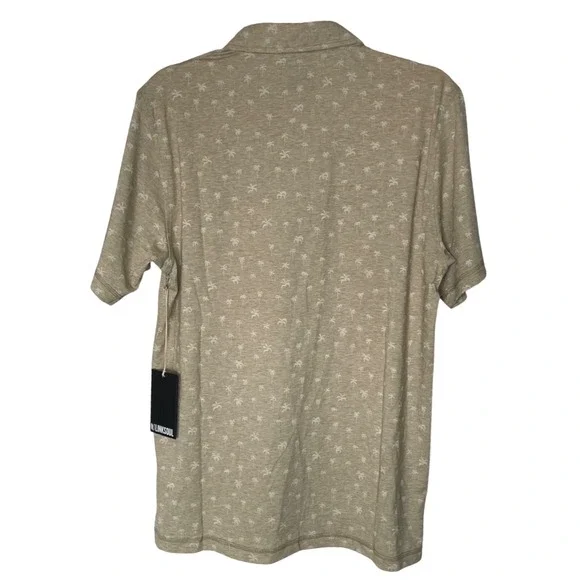 Linksoul Lux-Lite Polo Mens S Tan Palm Tree Performance Golf Shirt LS1381P NWT - Picture 9 of 9